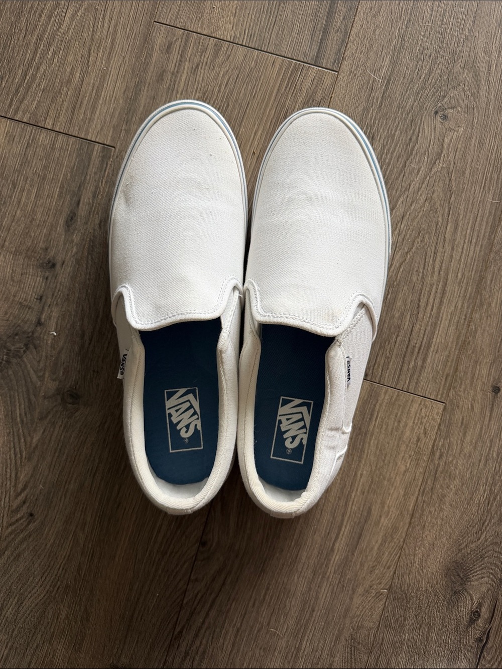 Vans White Slip-On Canvas Loafers